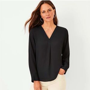 Ann Taylor Mixed Media Pleat Front Top